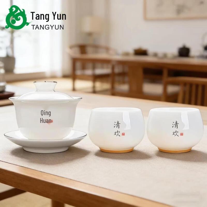 Dehua Mutton Fat Jade White Porcelain Gaiwan Teacup
