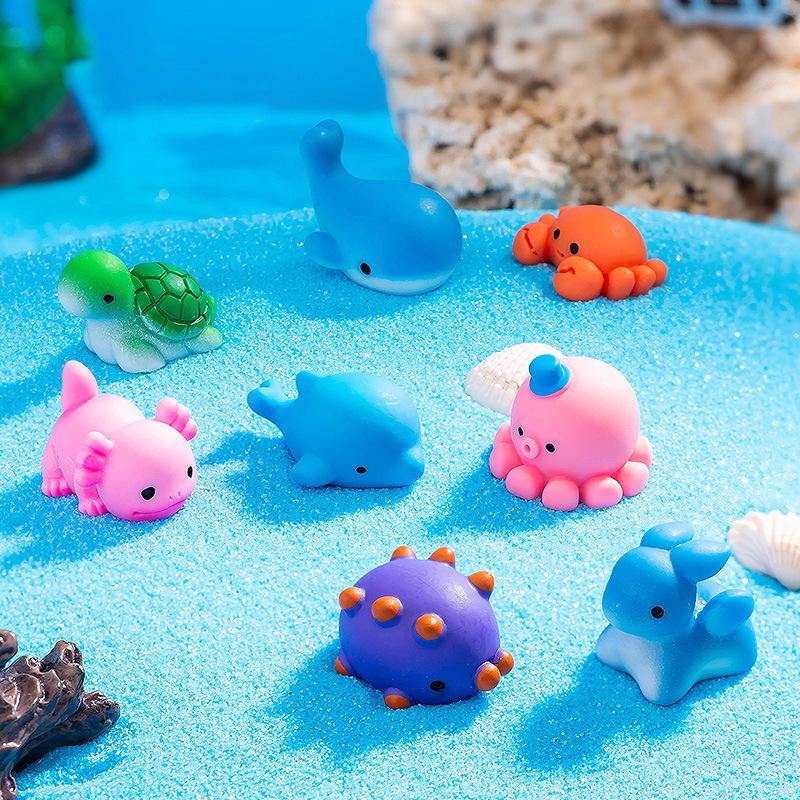 Mini Marine Life Cartoon Dolphin Crab Cuttlefish Octopus Micro Landscape Dollhouse Home Decor Car Interior Desktop Ornament