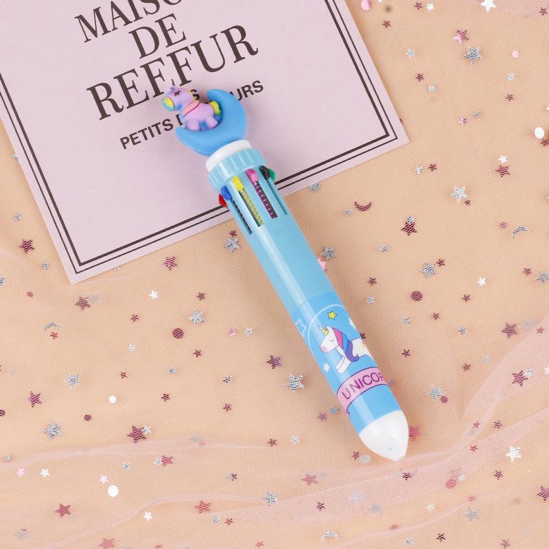 Ten-color Ballpoint Pen Girl Heart Cartoon Press Multi-color Pen Multi-function Color Handbook Pen Creative Cute Pen