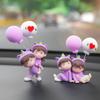 Resin Couple Car Ornaments Purple Pajamas Auto Center Console Figure  Auto Interior Decoration
