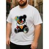 European Size Men'S Short-Sleeved Shirt Featuring a Villain Costume Design with Dark Graffiti And a Teddy Bear Print, Made from Pure