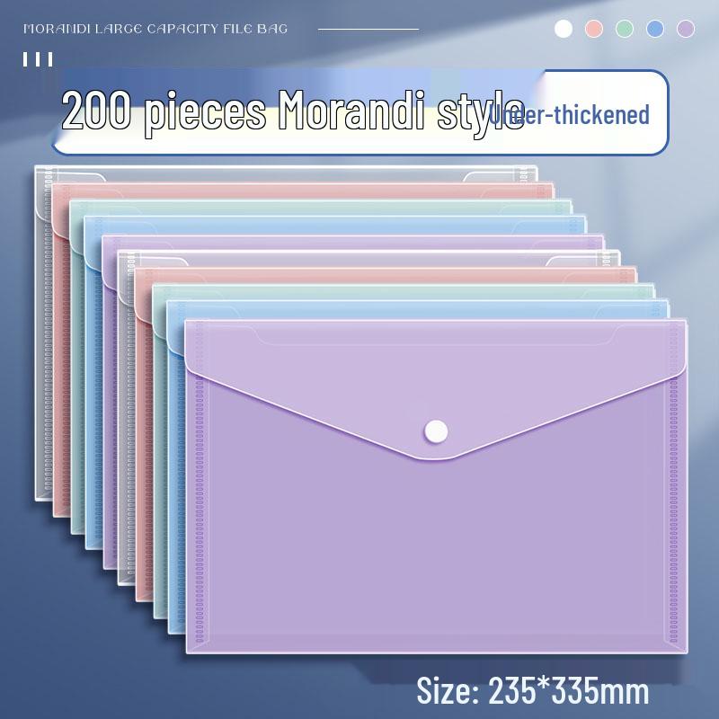 Transparent A4 File Bag, Large Capacity Snap Button, Test Paper & Document Storage for Students