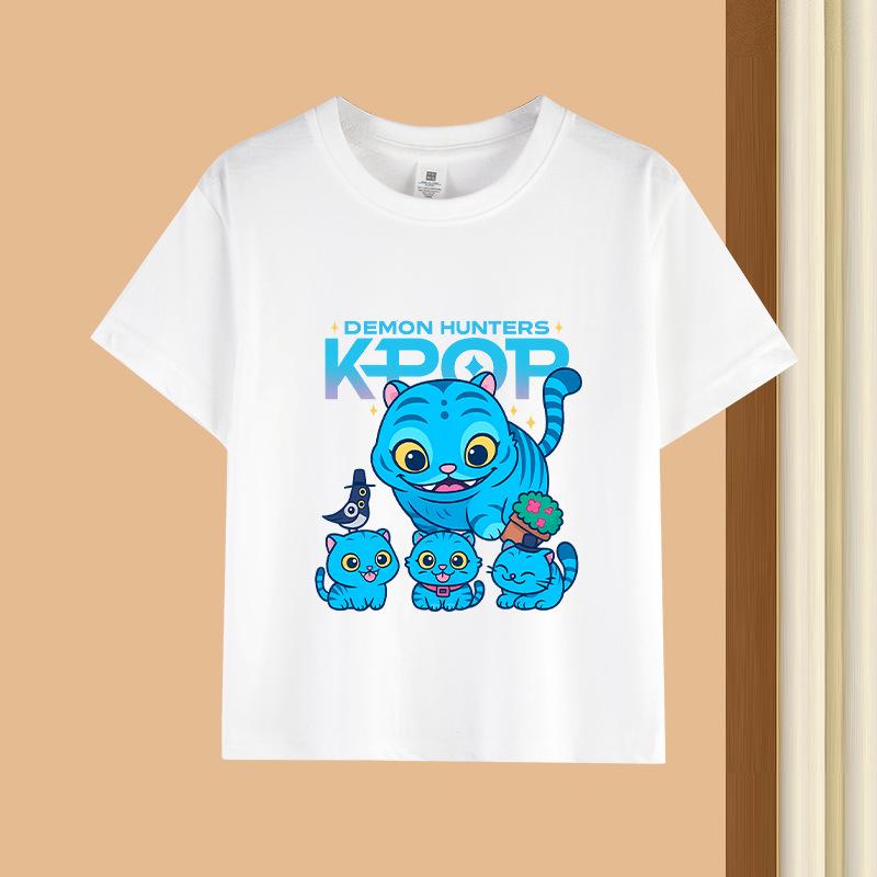 Kpop Korean Wave Witch Hunting Team Tiger Printed Children's T-shirt