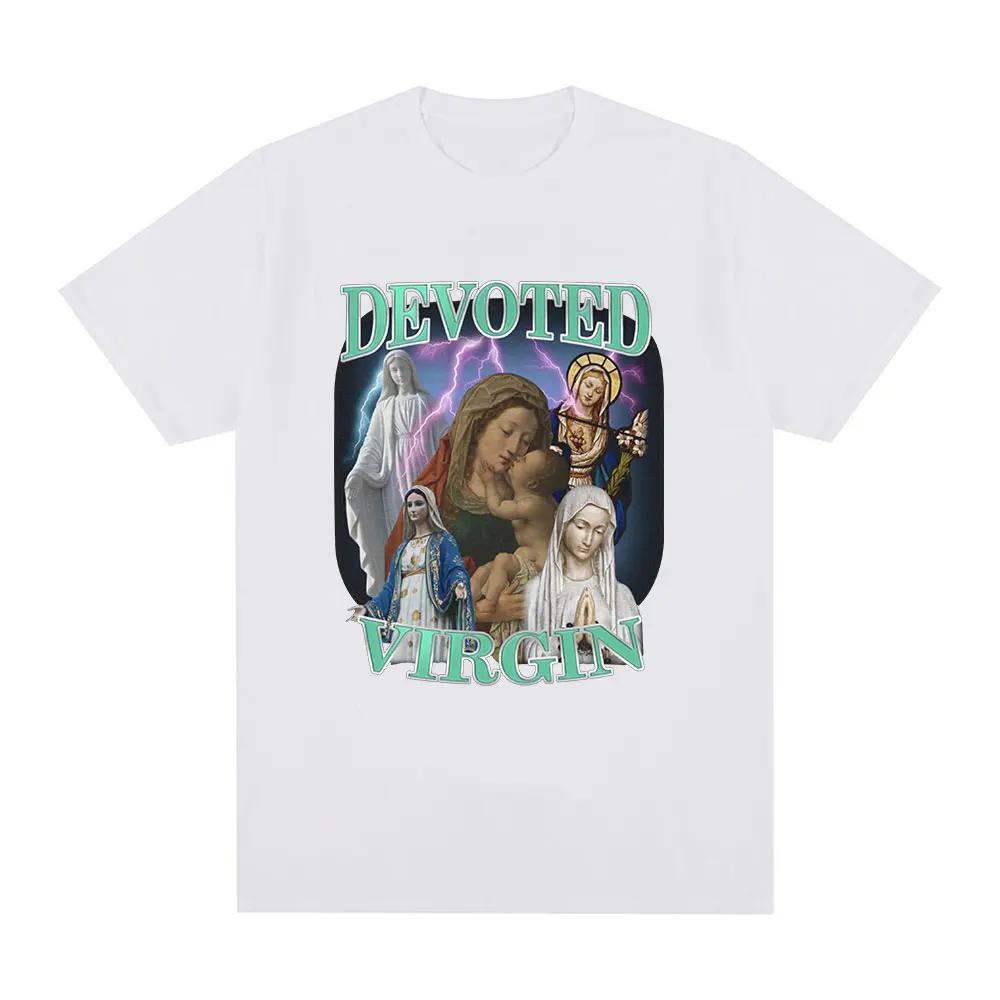Devoted Virgin Meme Grafik T-Shirt Herren Mode Vintage Kurzarm T-Shirts Lässig T-Shirt Oberteile Unisex