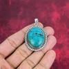 Blue Turquoise Jewelry, 925 Solid Sterling Silver Pendant Handmade Gemstone Jewelry, Gifts For Wife Brand New Pendant