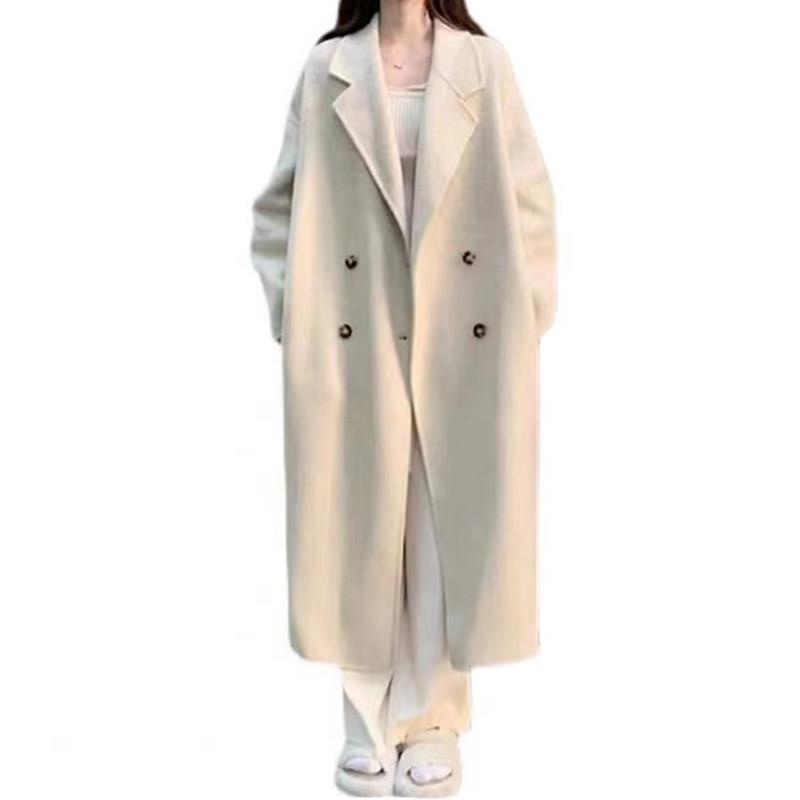  autumn and winter new over-the-knee loose silhouette coat medium and long thickened small thickened imitation woolen coat women