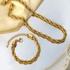 Stainless Steel Personalized Popular Non-Fading Texture Twist Twist Chain Niche Necklace Bracelet Set Elegant Accessories