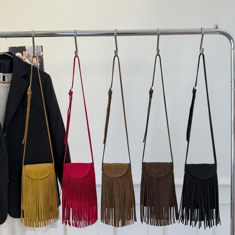 New Mini Simple Mobile Phone Bag High-end Fashion Fringed Bag Retro Suede Women's Bag
