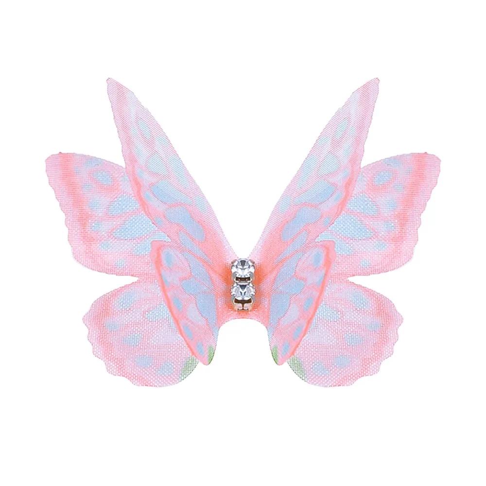 50 Stück 3D Organza Stoff Schmetterlings-Applikationen Doppellagige Chiffon Schmetterlings-Stickerei-Aufnäher Handgefertigte Haarnadel-Accessoires