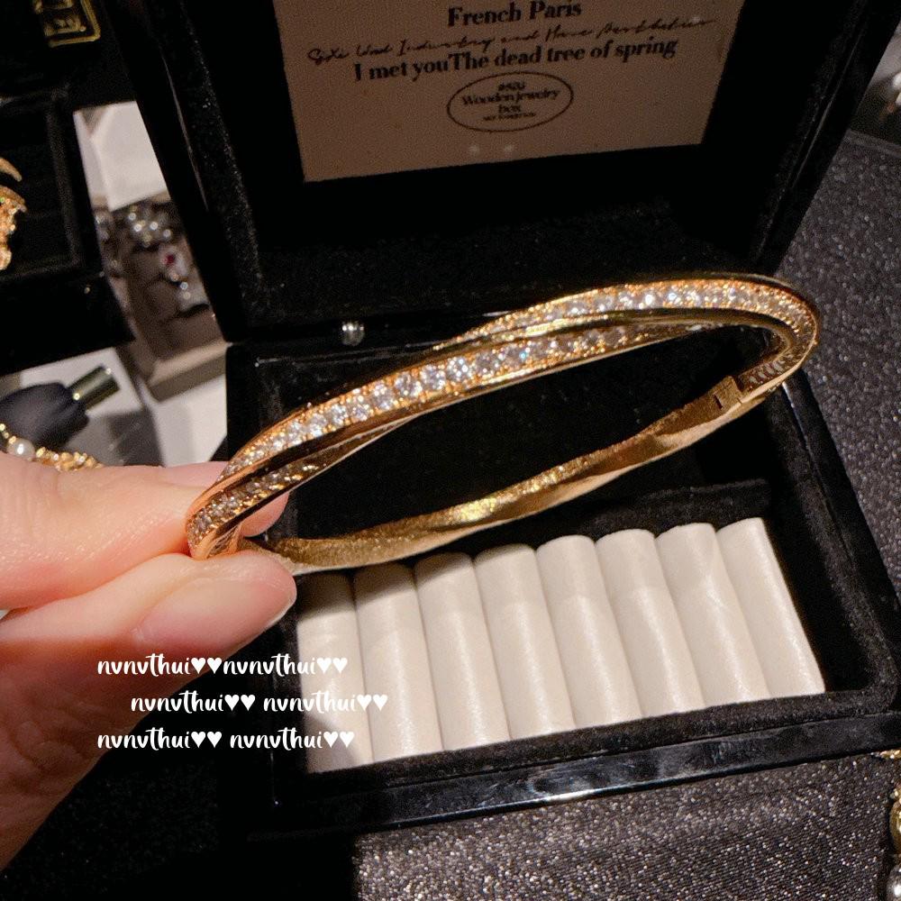 Vintage Italian Mobius Twist Bracelet with Pavé Diamonds and Hand-Brushed Zircon Ring