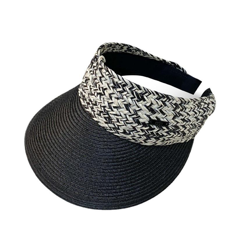 Dámský slunečník slaměný klobouk: Ochrana proti UV záření celého obličeje, Prodyšný, Zeštíhlující obličej, Design topless pro cestování v přírodě