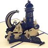 3D Pop Up Beacon Greeting Card, Pop-up Beacon,Moon,Star,Sailboat Birthday Cards For Kids&Adults,Party/Children’s Father Day
