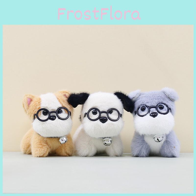 Adorable Plush Dog Keychain With Glasses Cute Cartoon Doll For Bags And Accessories