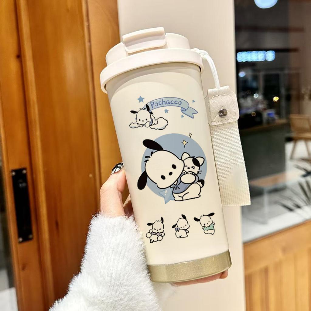 Kubek do kawy Labubu kubek termosowy z stali nierdzewnej 316 o wysokiej wartości męski i damski kubek na wodę kreskówkowy kubek ze słomką do picia podwójnego