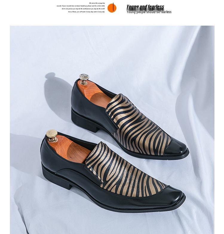 Men's European & American Pointed Toe Leather Loafers, Large Size Slip-On Shoes