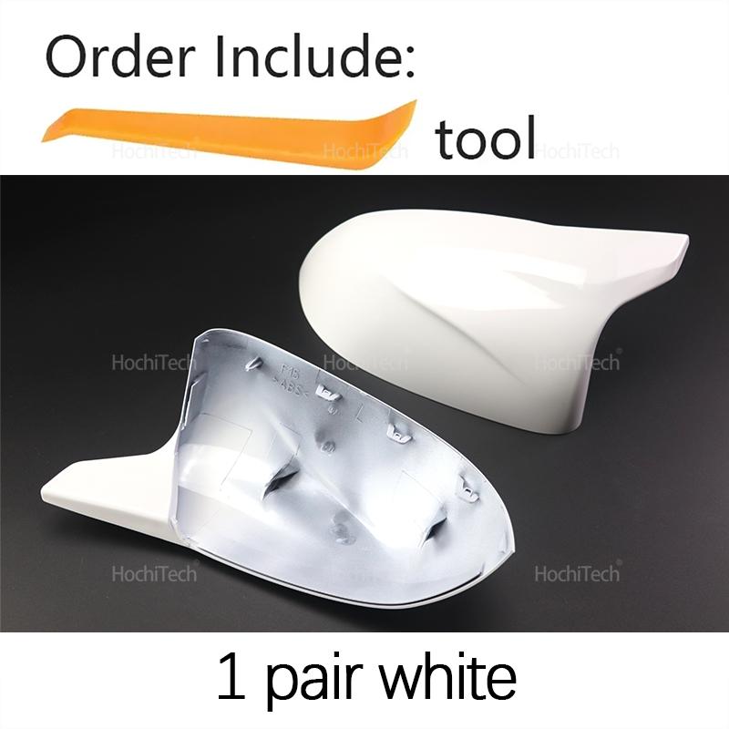 2x White Look Style Mirror Cover M Look Mirror Cover Overlay for BMW X3 F25 X4 F26 X5 F15 X6 F16 2014 2015 2016 2017 2018