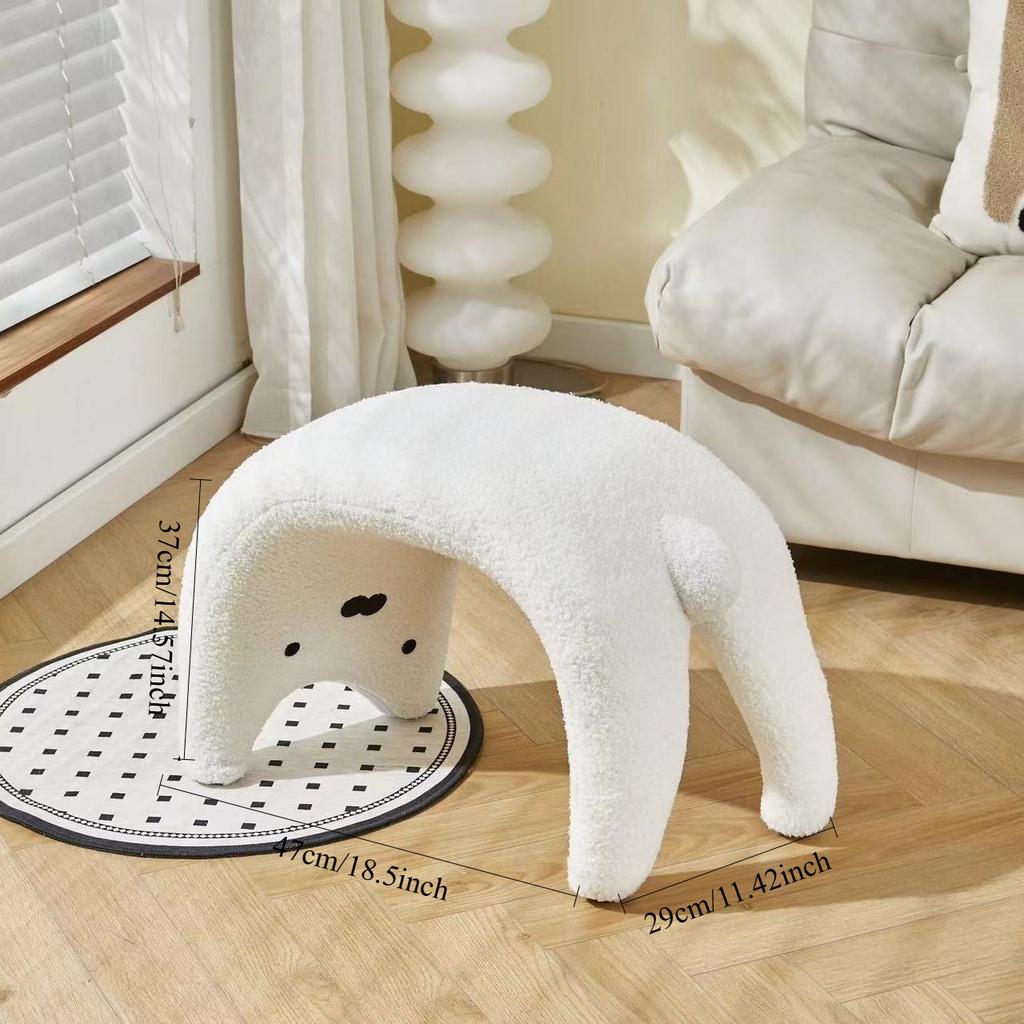 Cute Cat Stool, Household Entrance Shoe Rack Bench, Hallway Sofa Stool, Lamb Fleece Vanity Makeup Stool