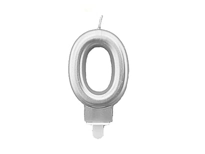 Silver Number "0" Candle