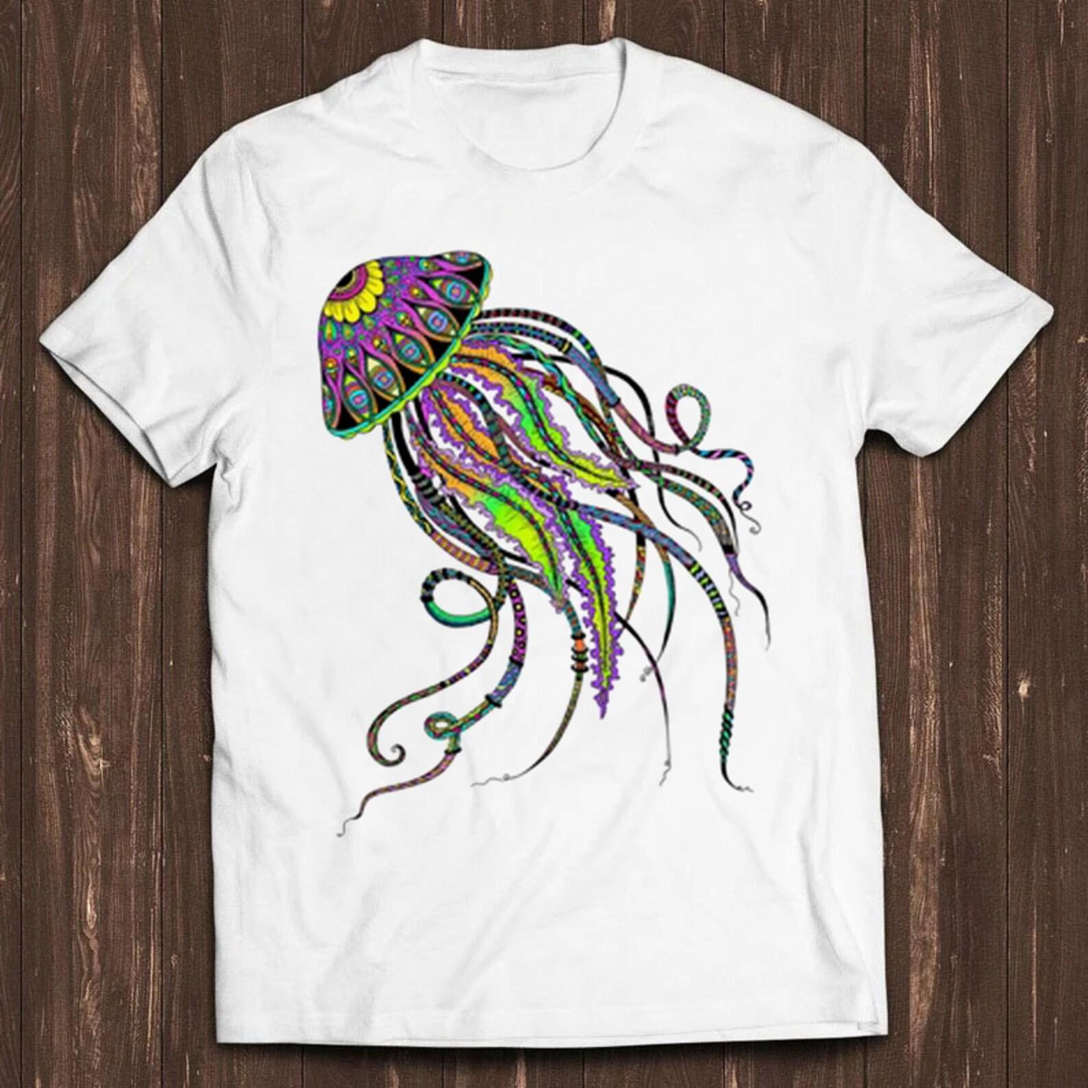 Psyhedelic Jellyfish T Shirt Electric Retro Cool Gift C413 XL