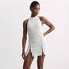 Dress European and American Spring and Summer New Neck Crochet Hollow Strap Split Slim Knitted Short Skirt