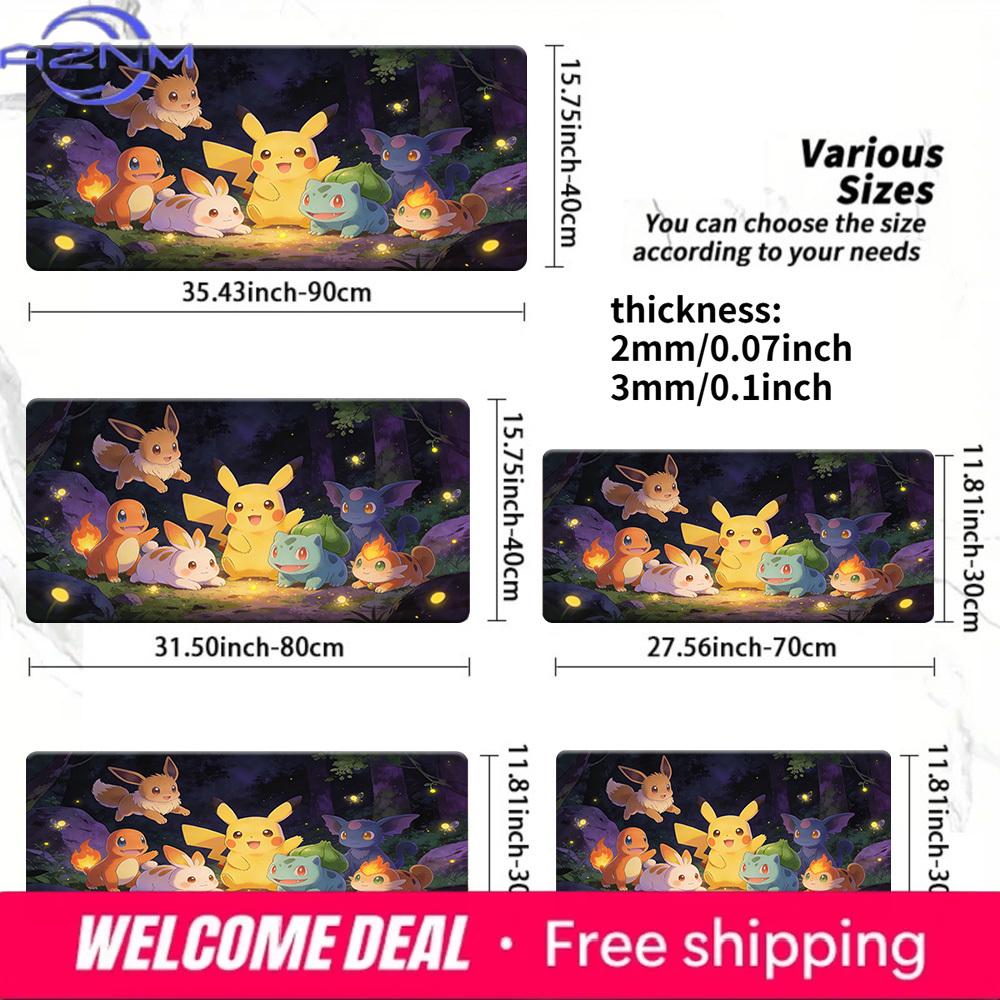 Night Forest Pokemon Gaming Mouse Pad NonSlip Desk Mat 30x80x0.2cm