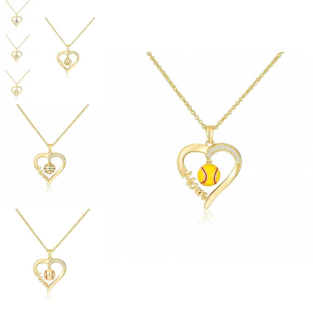 Soccer Necklace Heart Shape Jewelry For Mothers Day Gift Women Fashion