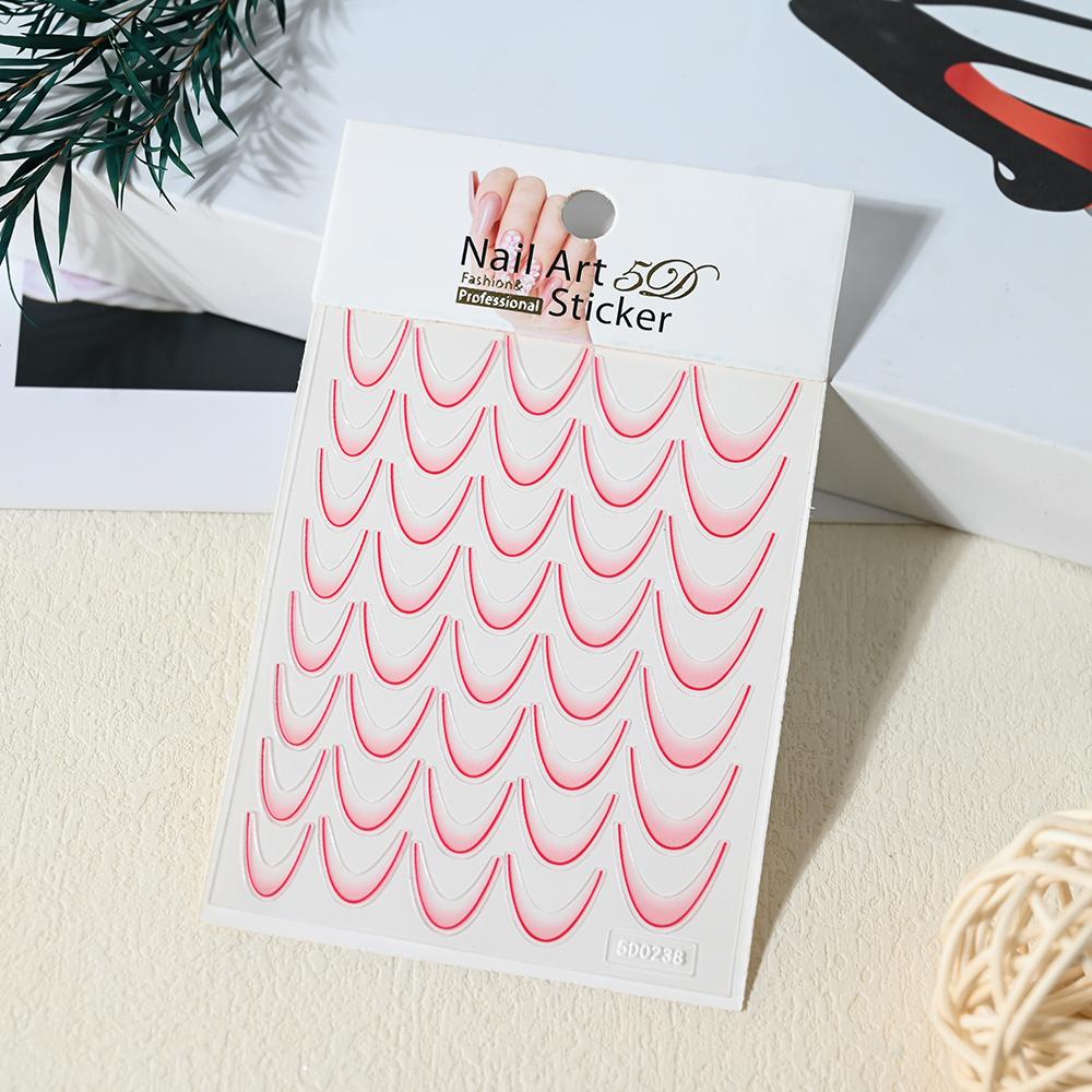 1pcs Gold Glitter French Design Nail Stickers White Silver Curve Lines Stripe Wave Nail Decals Slider Reflective Manicure Wraps