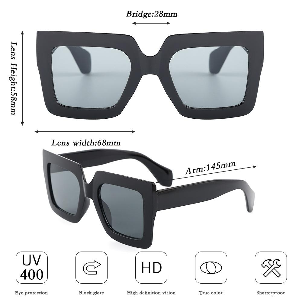 Lunettes de soleil fashion à monture large pour un style haut de gamme pour femmes, lunettes de soleil carrées polyvalentes anti-ultraviolets, best-sellers pour la photographie de rue pour hommes