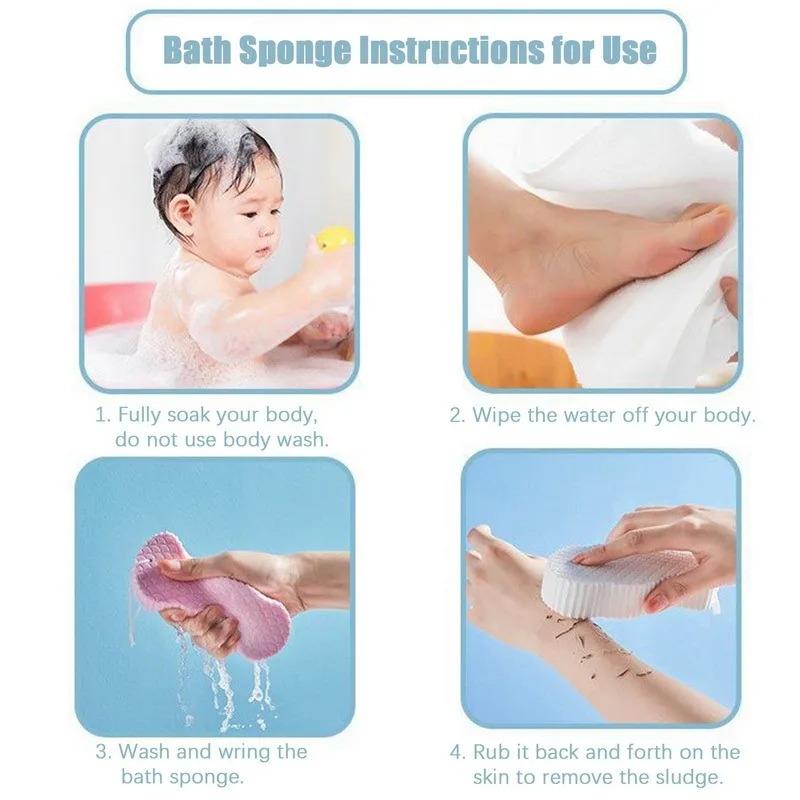 1/2/4PCS Soft Sponge Body Scrubber Bath Exfoliating Scrub Sponge Shower Brush Body Skin Cleaner Dead Skin Remover Exfoliante