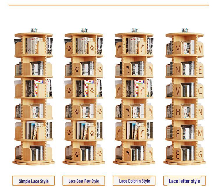 Solid Wood Rotating Bookshelf: Children's Picture Book and Toy Storage Rack