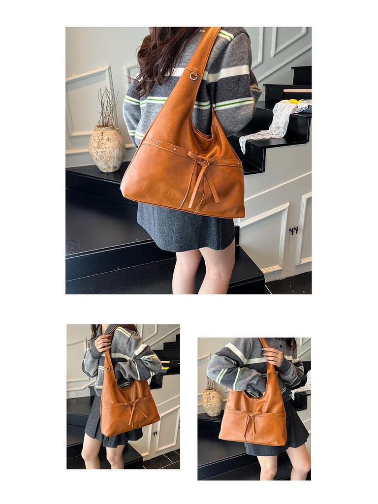 Autumn 2025 Women's High-End Soft Leather Tote Bag - Fashionable Single Shoulder Underarm Commuter Bag
