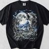 Wolves Howling Moon Graphic T-Shirt, Vintage 90s Retro Cosmic Wolf Tee