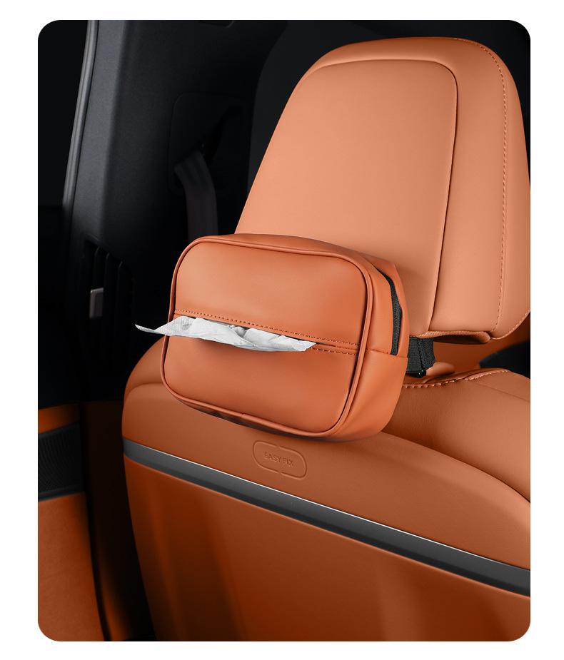 Letao L60 Leather Zipper Seat Tissue Bag - Original Car Color, Convenient Storage for Interior.
