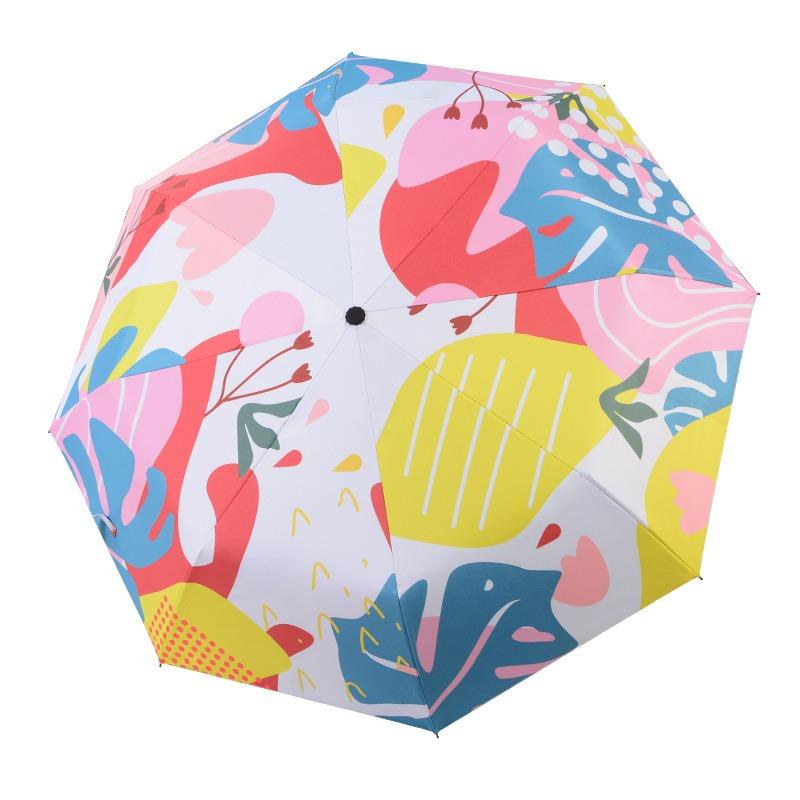 Ancient fully automatic three-fold umbrella, weather and rain parasol, graffiti female vinyl sun umbrella, a large number of