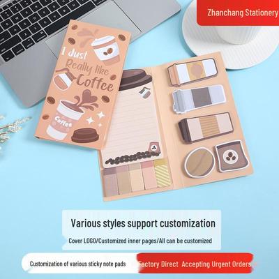 Cartoon Coffee Combo Pack: Children's Notebook & Irregular Sticky Notes Planner