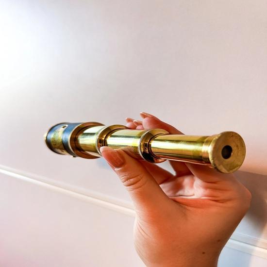Victorian Nautical Style Brass Leather 15.24 cm Telescope with Wooden Box Birthday Gift, Christmas, New Year Gift, Home Office