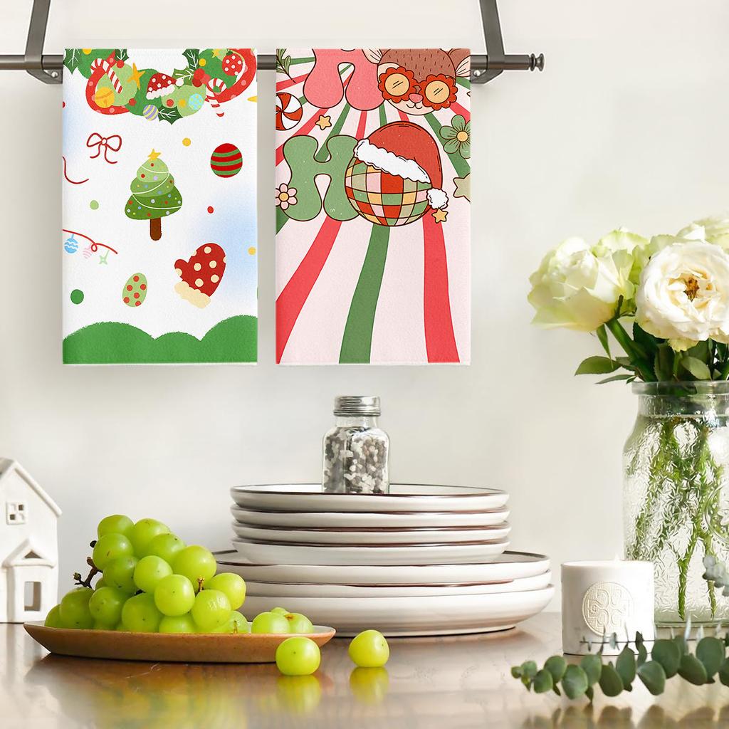 Christmas Day Kitchen Rag 2025 New Microfiber Printed Towel Dishcloth Rag