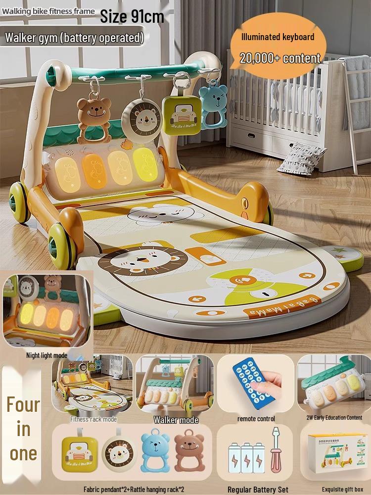 Newborn Pedal Piano Gym Walker: Early Learning Music Stroller Toy