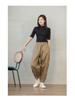 Women's Korean Style Cargo Harem Pants: Loose Fit, Elastic Waist, Plus Size, Ankle Banded, for Summer & Autumn.