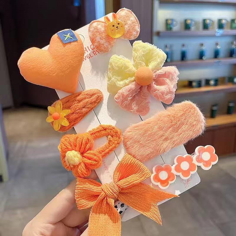 Autumn & Winter Plush Bear Hair Accessories: Cute Milk Coffee Wool Flower Butterfly Hairpin for Children