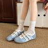 Fashion Aphixta Hook Loop Flat With Flats Shallow Elegant Women Flat Shoes Blue Suede Upper Loafers Mary Janes Shoes Casual Footwear