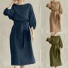 Deago Women's Casual Dresses 3/4 Sleeve Round Neck And Flare Midi Long Dress For Spring Summer Fall
