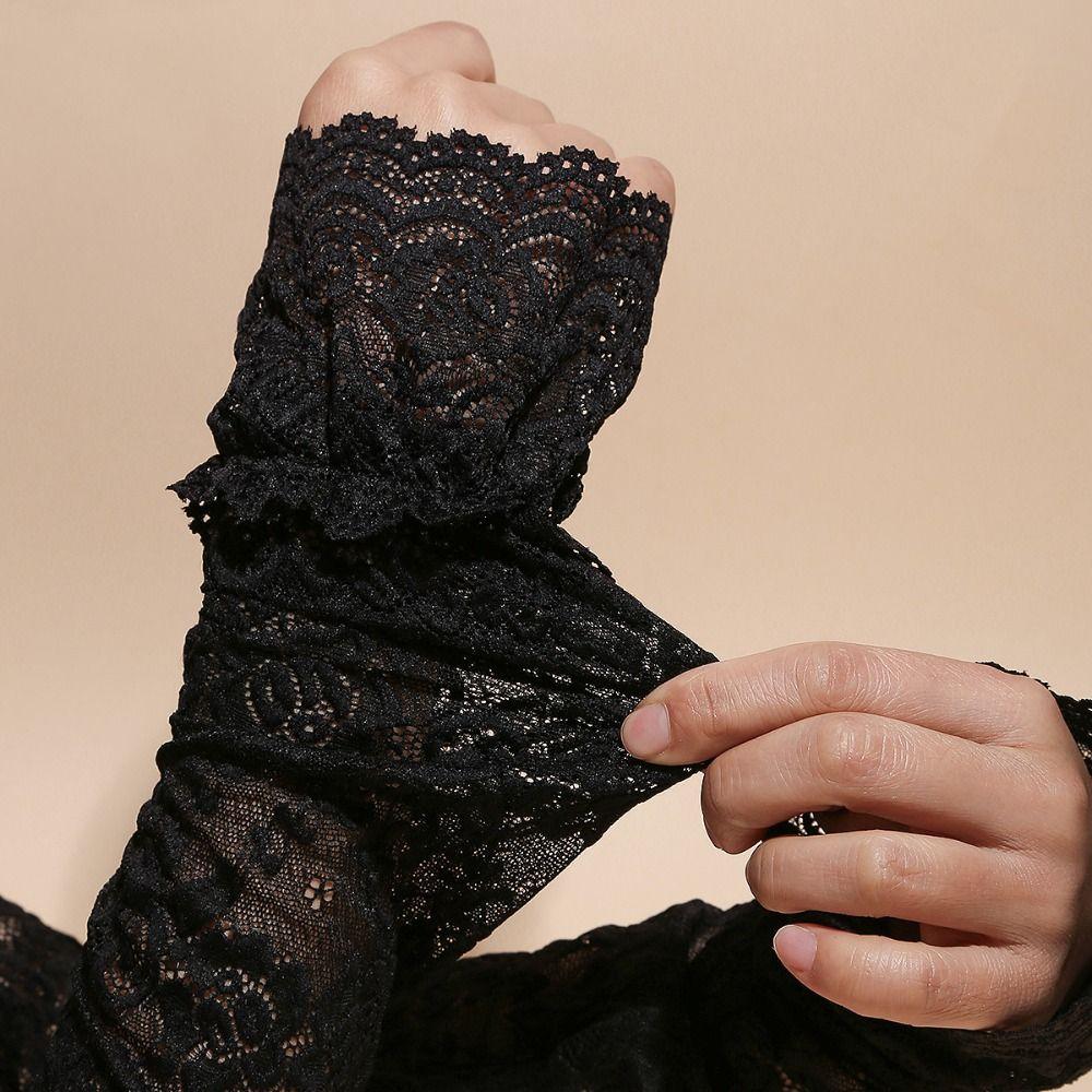 Hollow Sun Protection Sleeve Thin Sunscreen Arm Sleeve Sweet Lace Ice Silk Sleeves  Summer