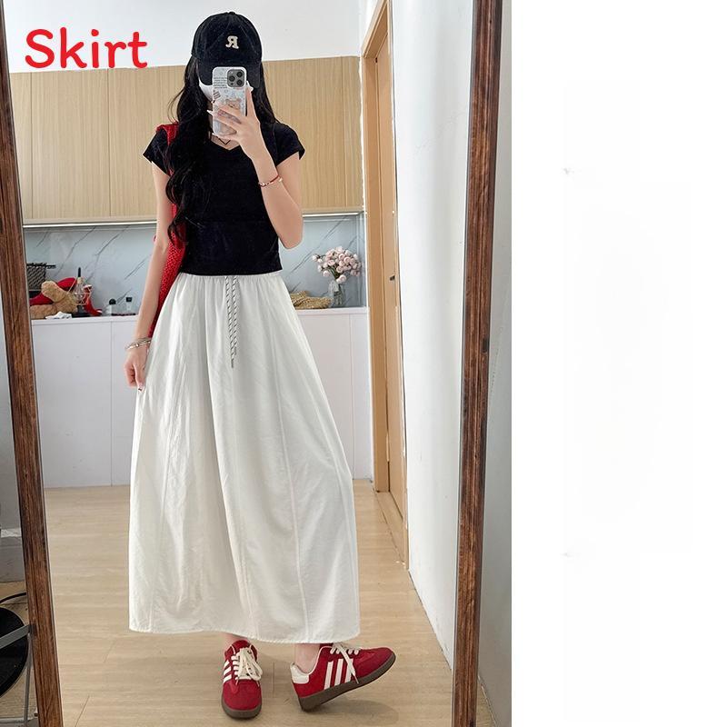 College Style Women A Line Skirt With Nylon Fabric And Tie Detail For Casual Wear