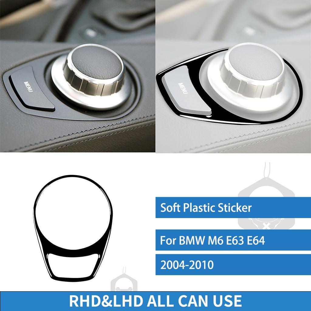 For BMW M6 E63 E64 2004-2010 Gear Shift Box Multimedia Radio Frame Cover Piano Black Stickers Car Sticker Interior Accessories Piano black