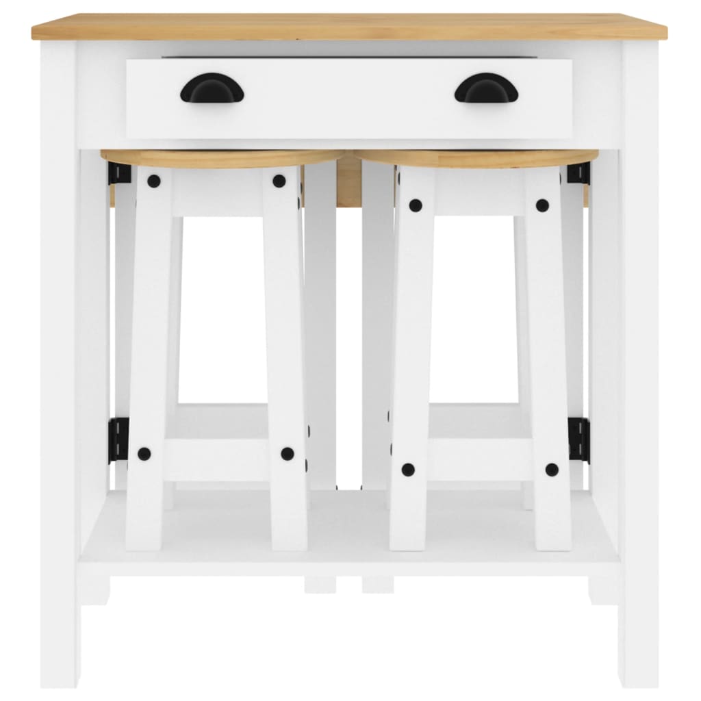 Vidaxl 5-Cz. White Pine Solid Wood Bar Furniture Set