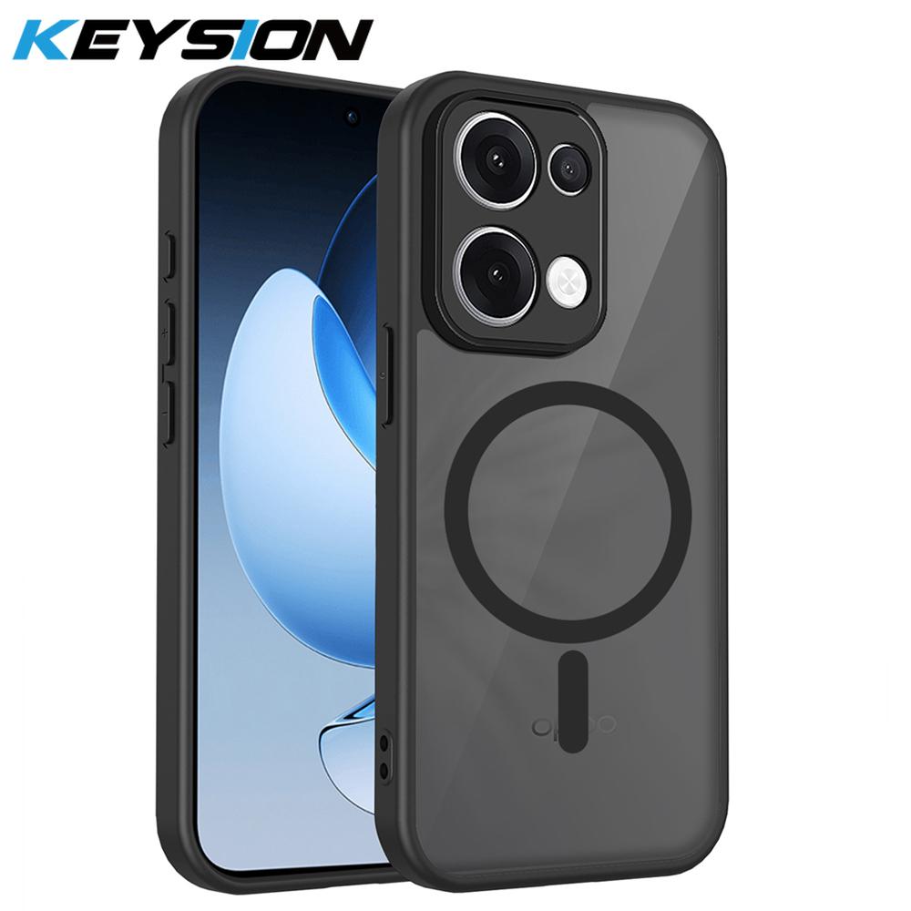 KEYSION Magnetic Phone Case for OPPO Reno13 13 Pro 5G Silicone+PC Matte Translucent Clear Shockproof Cover for OPPO Reno13 F 5G