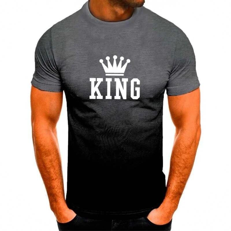 T-shirty w stylu vintage dla mężczyzn list KING Top z nadrukiem graficzny T Shirt ponadgabarytowy O-Neck z krótkim rękawem moda Streetwear odzież męska