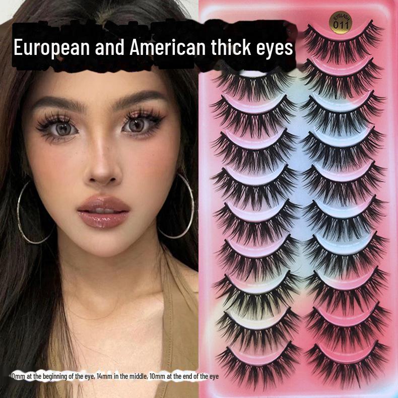 009: 10 Pairs Full-Length False Eyelashes - Natural Thick Barbie Style