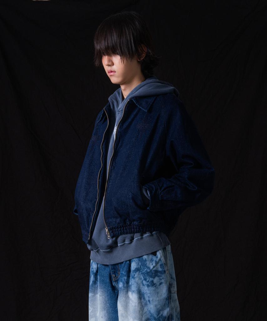 Iugamakaras Needlework Denim Raglan Jacket (Deep Blue)